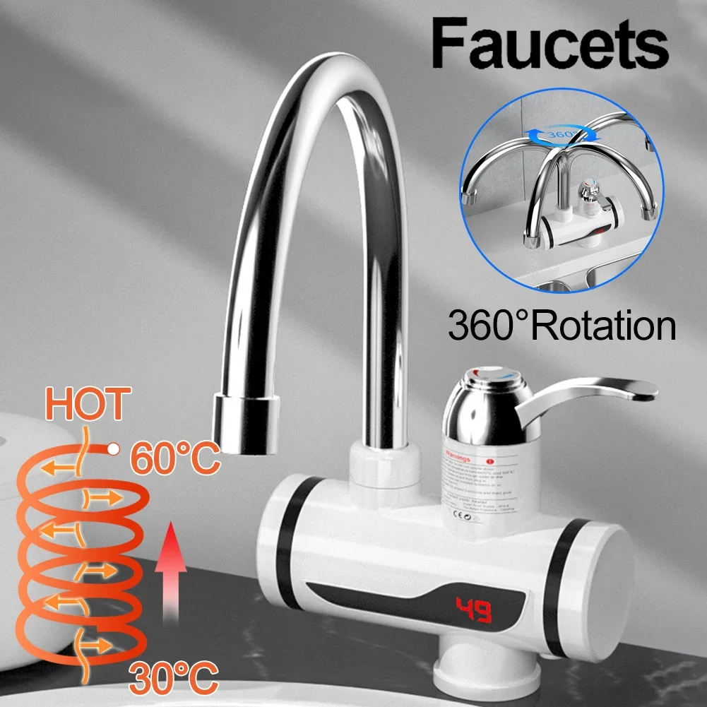 Electric Hot Water Heater Faucet 3000W Hot Cold Mixer Tap Temperature Adjustable Tankless Water Heater Kitchen Bathroom Supplies