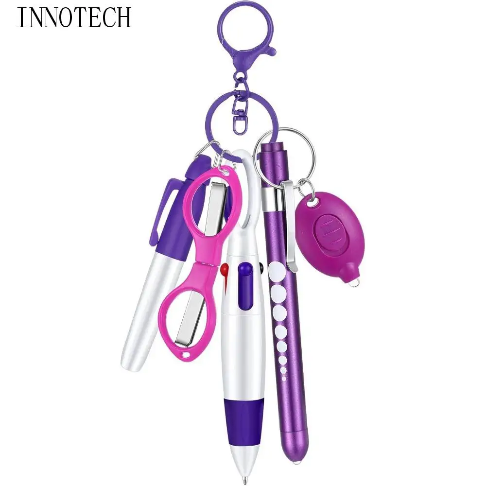 

Портативный набор выдвижных шариковых ручек, многофункциональная многоцветная пластиковая ручка для медсестры 6-в-1, обеспечивает освещение, набор ручек для медсестры, работа медсестры