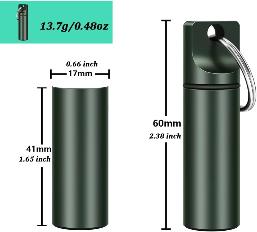 New Travel Mini Case Pill Organizer Box, Waterproof Aluminum Design for Vitamin Fish Oils Earplugs with Sealed Keychain Included - view 5