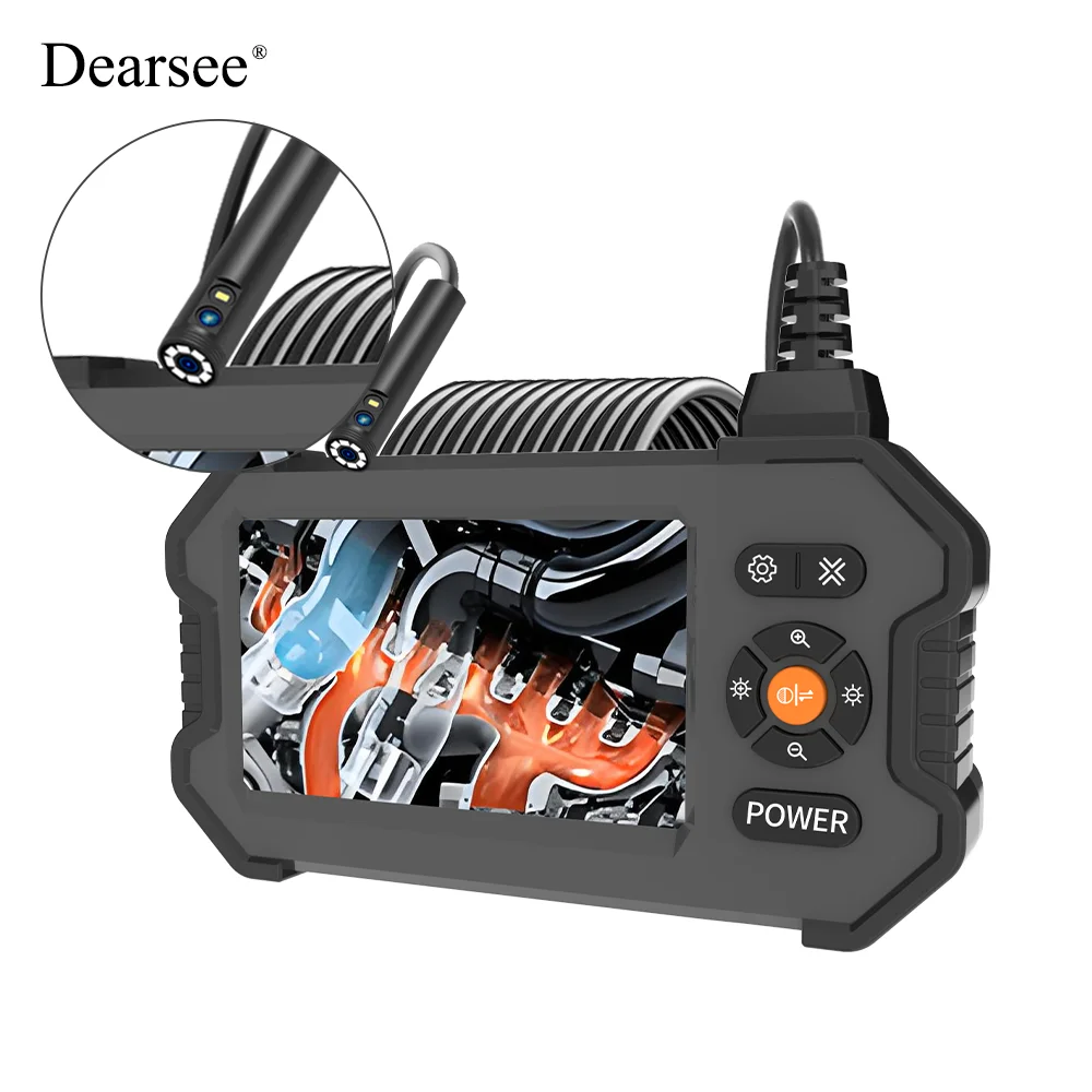 

Dearsee 8MM Dual Lens Endoscope 9 LEDs Endoscopy With Hook 4.3''Screen HD 1080P Type-c Pipe Inspection Borescope IP67 Waterproof