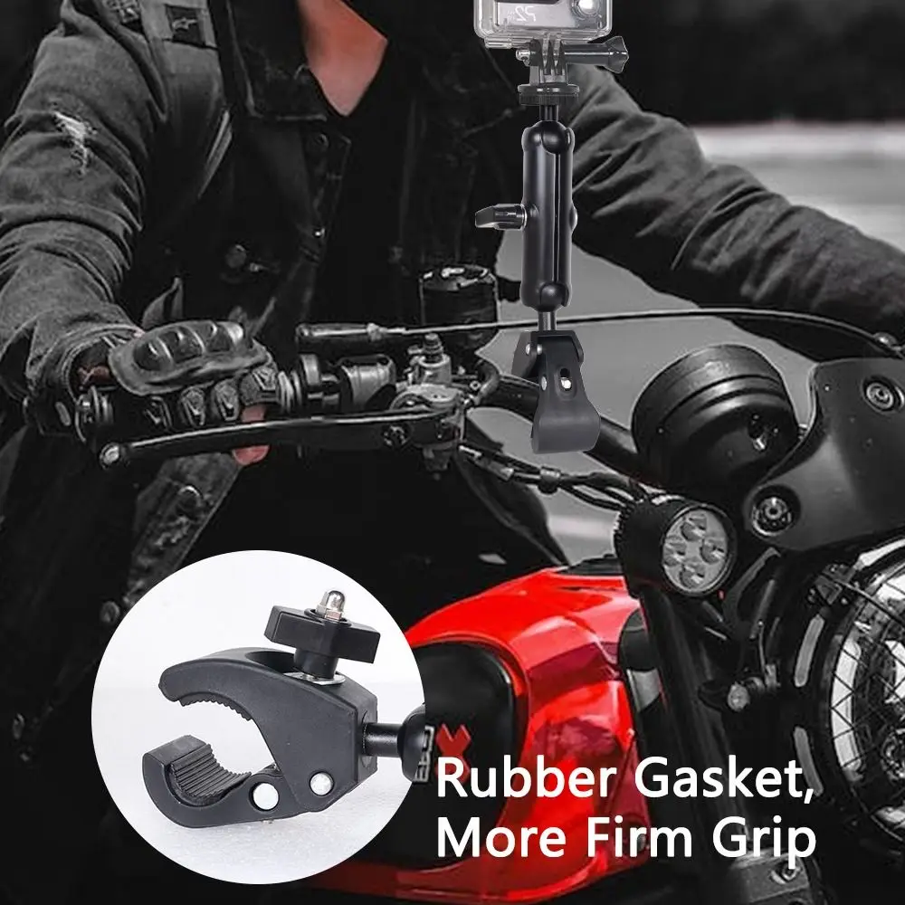 Durable 360° Rotating Action Camera Stand Universal S/M/L Rearview Mirror Bracket Sturdy Adjustable Mobile Phone Clamp Bike