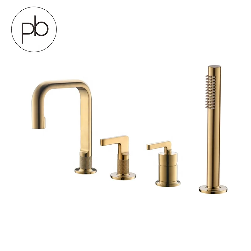 PB Brushed brass wall mount Bathroom basin shower faucet