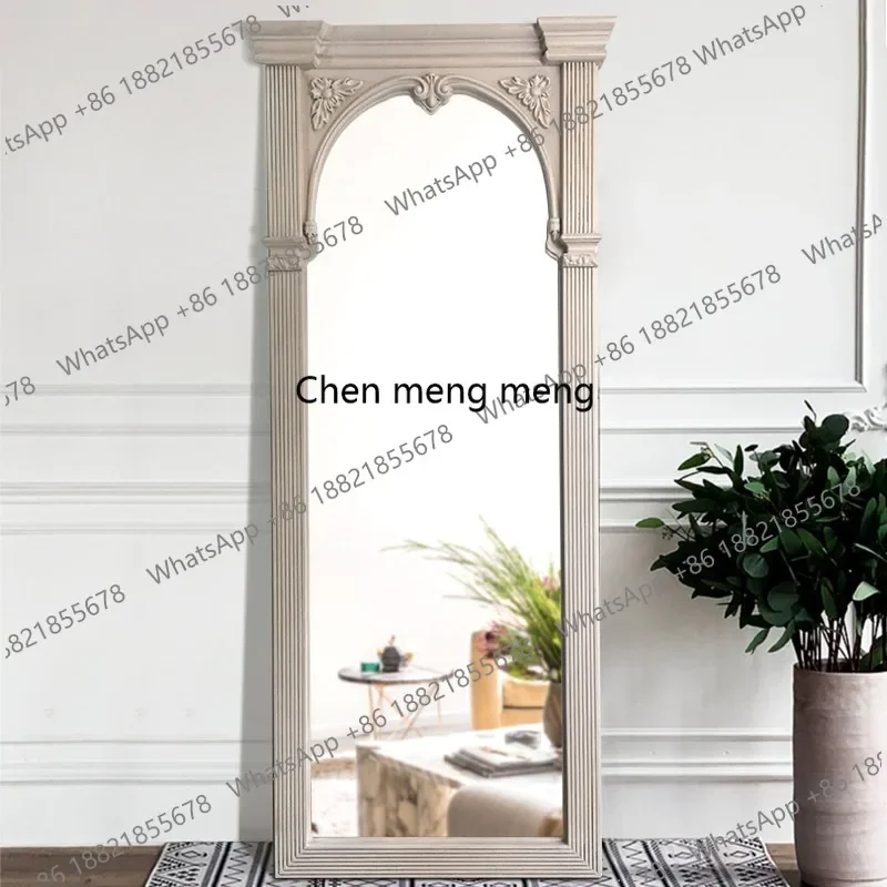 A182 European full-body mirror carved household full-length  retro floor mirror clothing store fitting mirror
