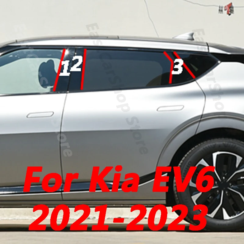 

For KIA EV6 2021 2022 2023 Car B C Pillar Middle Central Column PC Window Decoration Strip Sticker Cover Accessories