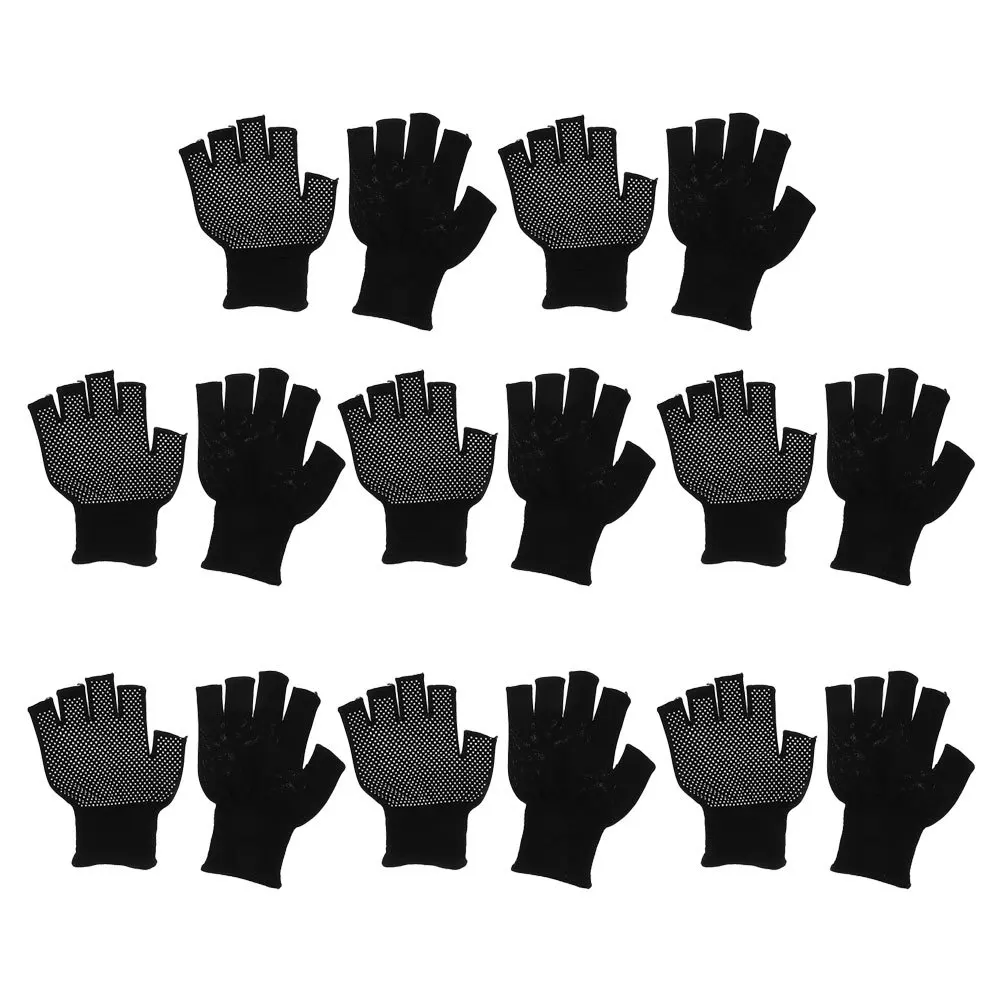 8Pairs Breathable Fingerless Work Gloves Anti-Slip Palm Design for Precision Tasks Gardening Construction Lightweight