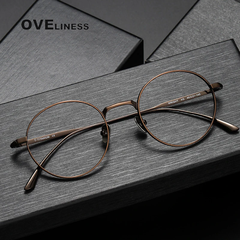 Pure Titanium Glasses Frame for men Women Retro Round Prescription Eyeglasses frames 2024 Vintage Myopia Optical male Eyewear