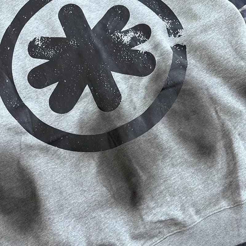 Stain Washed Lost Shdws Hole Damaged Zipper Hoodie Jacket Men Women Flame Flower Print Sweatshirts Oversized Hooded Pullovers