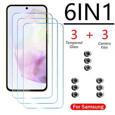 6IN1 Screen Protector For Samsung A54 A34 A14 A53 A33 A23 5G Camera Protective Glass For Samsung S22 A52S A22 A32 5G A72 A52 A32