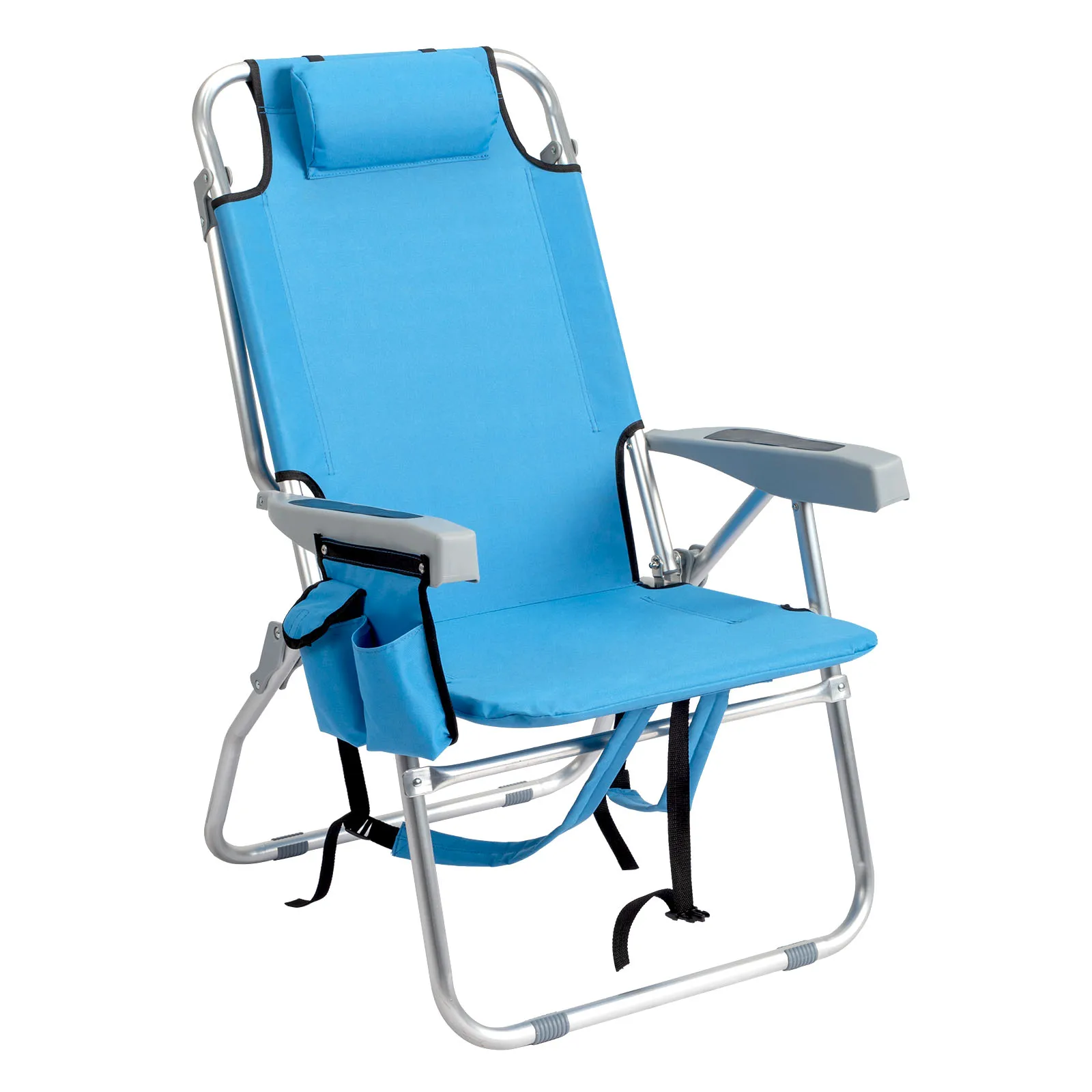 

63*65*82cm Short Oxford Cloth Silver White Aluminum Tube Bearing 100kg Beach Chair Blue
