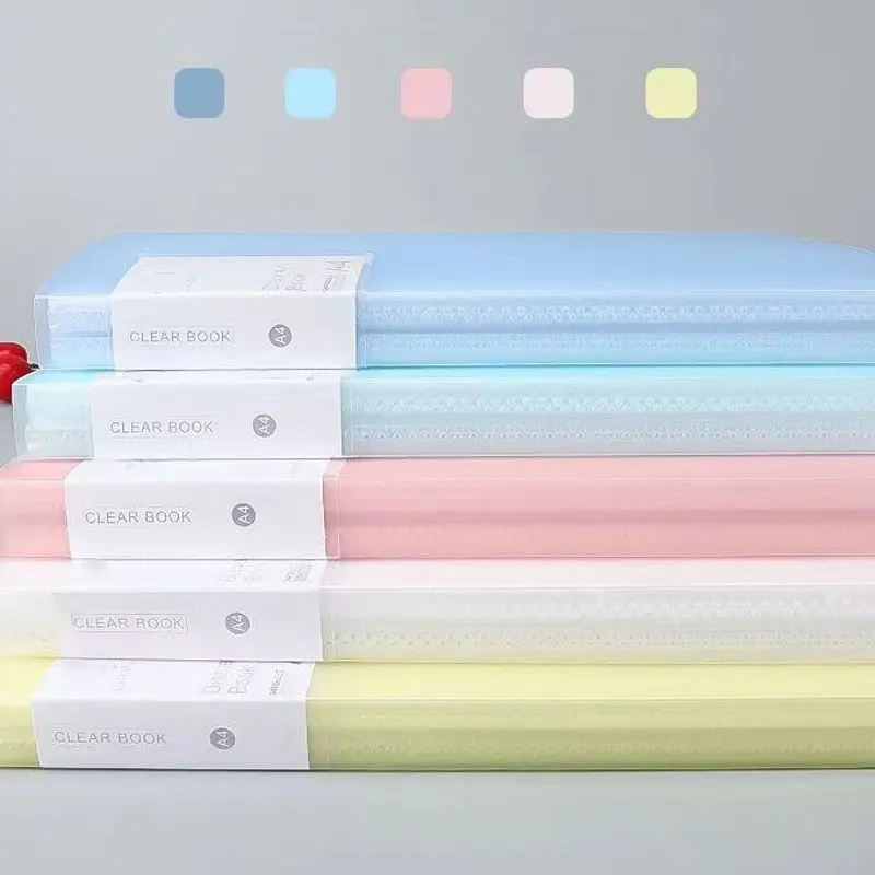 A4 File Folder Display Book 20Page Transparent Insert Paper Document Organizer Bag Information Office School Supplies Stationery