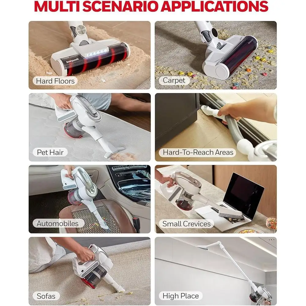 8-in-1 무선 진공 청소기 애완동물 헤어 스틱 진공 경량 엉킴 방지 카펫 하드 바닥 청소기(LED 조명 및