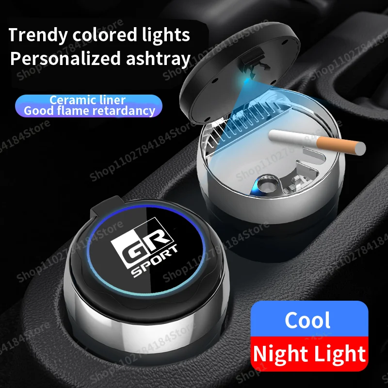 Car ashtray deodorant smoke-free box LED light portable interior accessories GR Sport C-HR Gazoo RAV Racing Mirai Avensis Prado