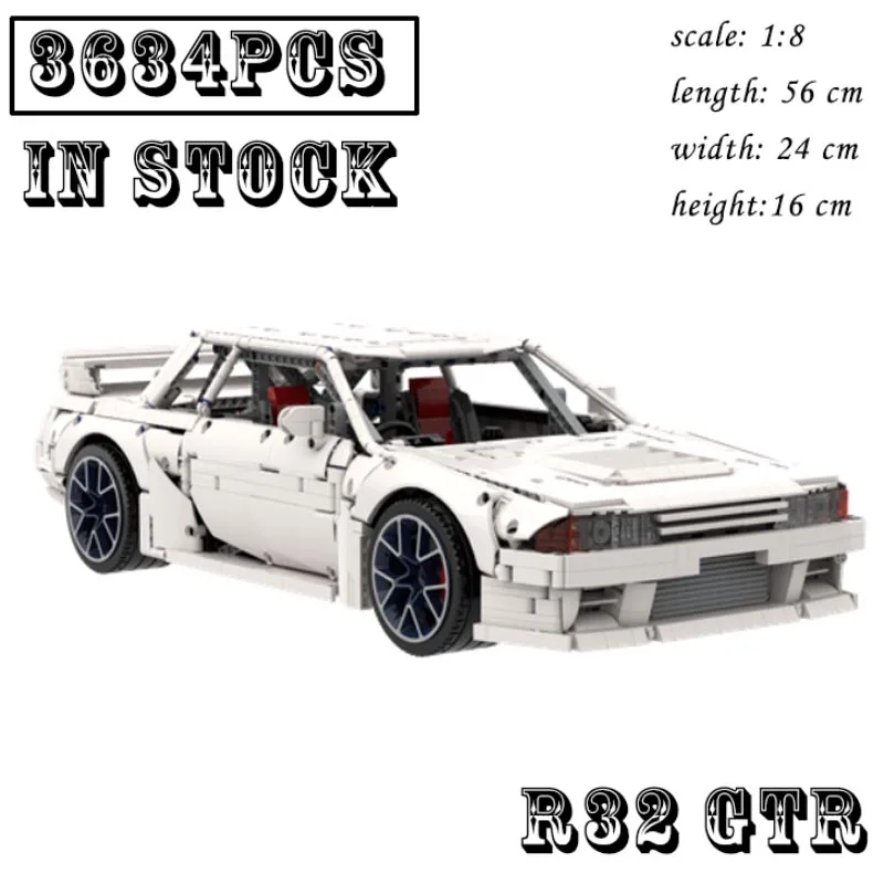 

New 3634PCS Skyline R32 GTR Supercar Racing Car Vehicle Sport Model Technical Building Blocks Brick Children Toy Birthday gifts