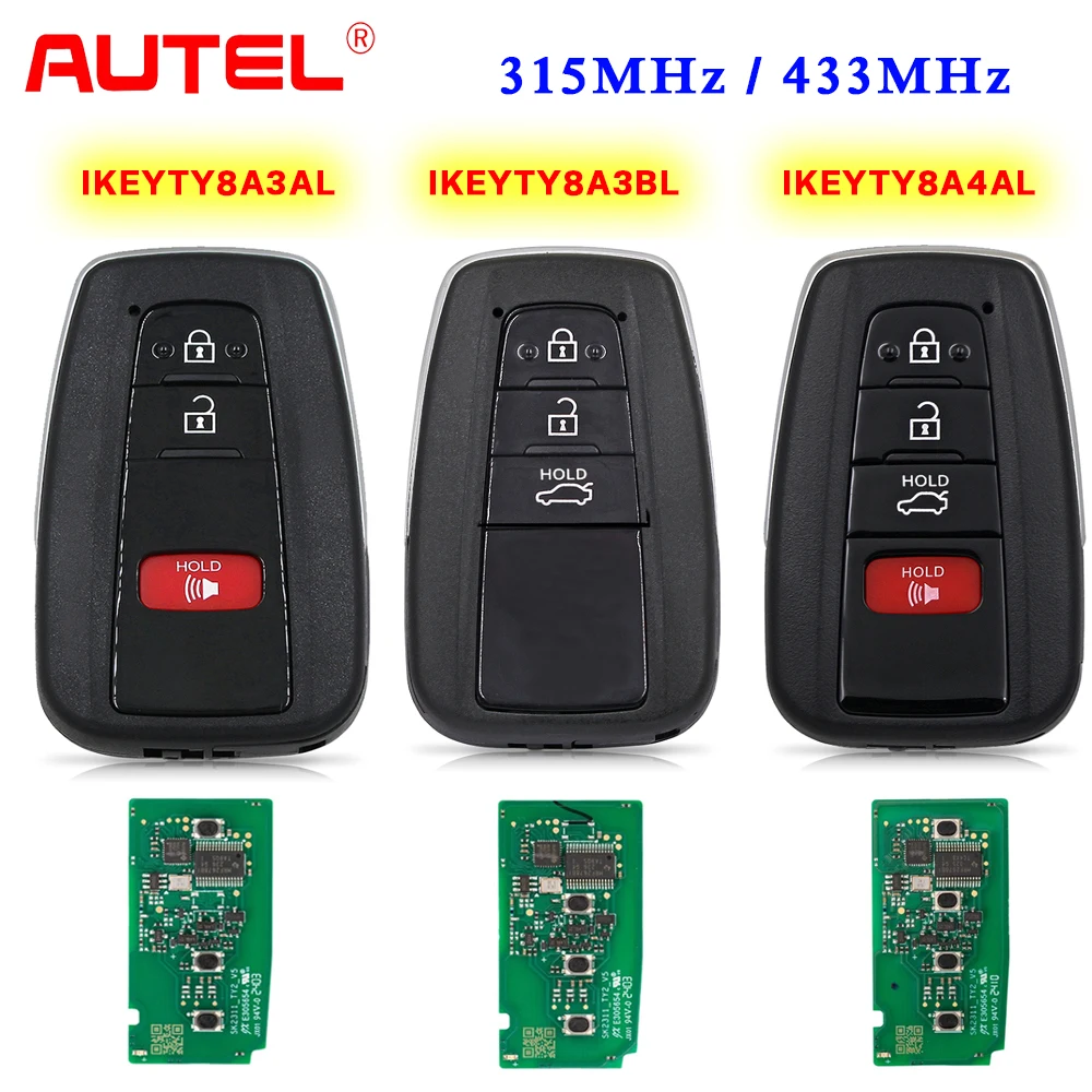 

AUTEL IKEYTY8A3AL IKEYTY8A3BL IKEYTY8A4AL 3/4 Buttons 315/433 MHz Smart Key Used with KM100 KM100E IM508 IM608 PRO