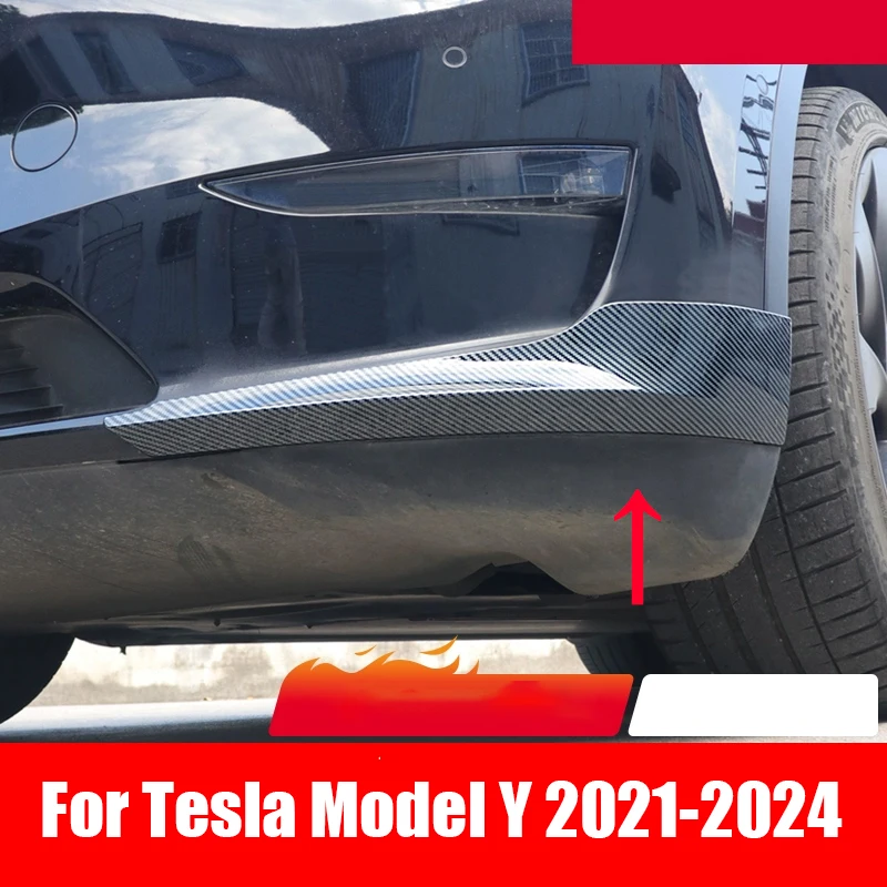 

For Tesla Model Y 2021 2022 2023 Front bumper corner guard made of ABS material with carbon fiber pattern