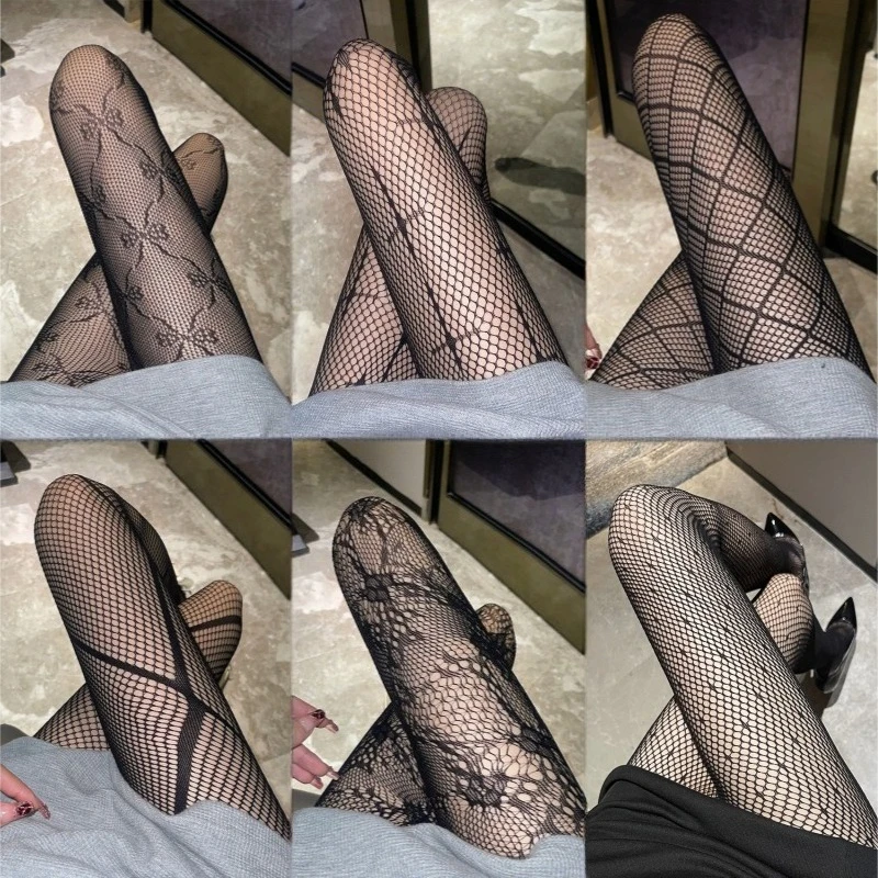 Sexy Netzstrumpfhosen Damen Lolita Socken Cosplay Mädchen Retro Gothic Bedruckte Club Party Strümpfe Nylon Netzstrumpfhose