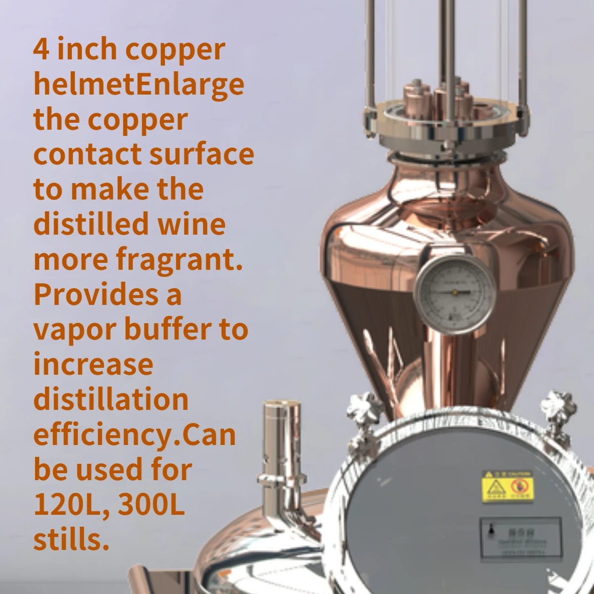 3/4 inch copper hoist head steam buffer chamber It can be installed at 50L / 65L / 90/120/300L distiller Copper helmets