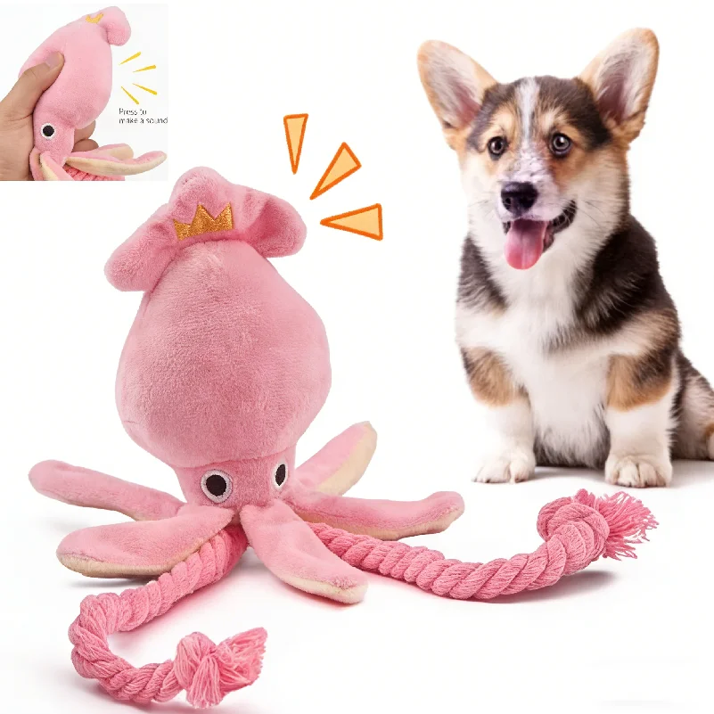 Dog toys; sound-emitting cotton rope octopus; durable chew toys for cleaning teeth; interactive pet toys.