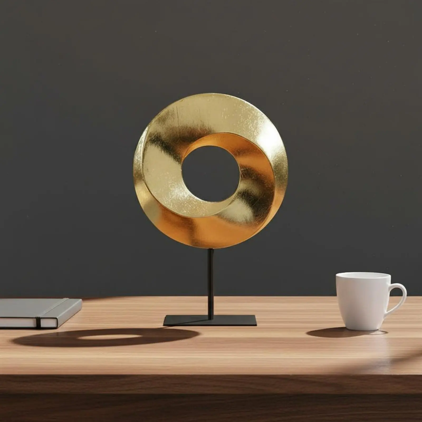 

Geometric Tabletop Decor Modern Design Abstract Metal Sculpture Golden Loop Sculpture Sculpture Luxury Look Gold Abstract Statue
