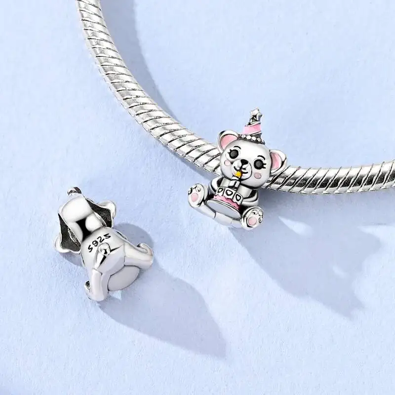 Hapilife New Original 925 Sterling Silver Charms Bead Bachelor Trick Cute Bear Series Dangle Fit Bracelet Women Jewelry DIY Gift