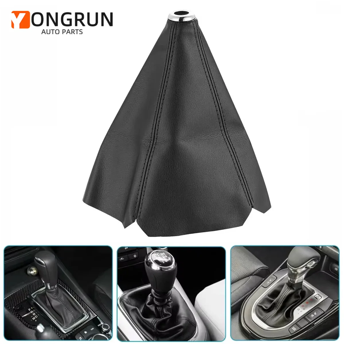 

1pc Universal Pu Leather Car Shift Collar Carbon Fiber Car Manual Shift Lever Knob Shift Sleeve Black Shift Sleeve
