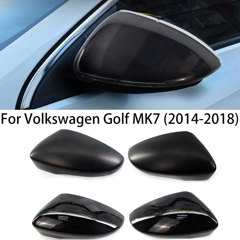 

For VW Golf MK7 7.5 GTI 7 7R 2014 2015 2016 2017 2018 2019 Car Rear View Side Mirror Covers Caps Case Bright Black Carbon