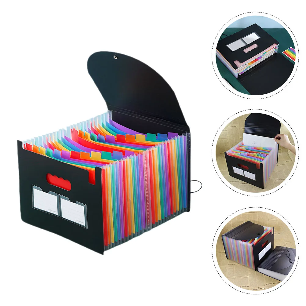 

24-Layer File Organizer A4 Size Large Capacity Document For 3000 Sheets Accordion Folder Organizer Plastic Rainbow Color Office