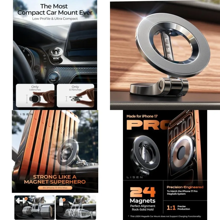 

for MagSafe Car Mount for iPhone 17 Pro Max [24 Strong Magnets] Classic Magnetic Phone Holder for Car Dashboard Magnet Phone Mo