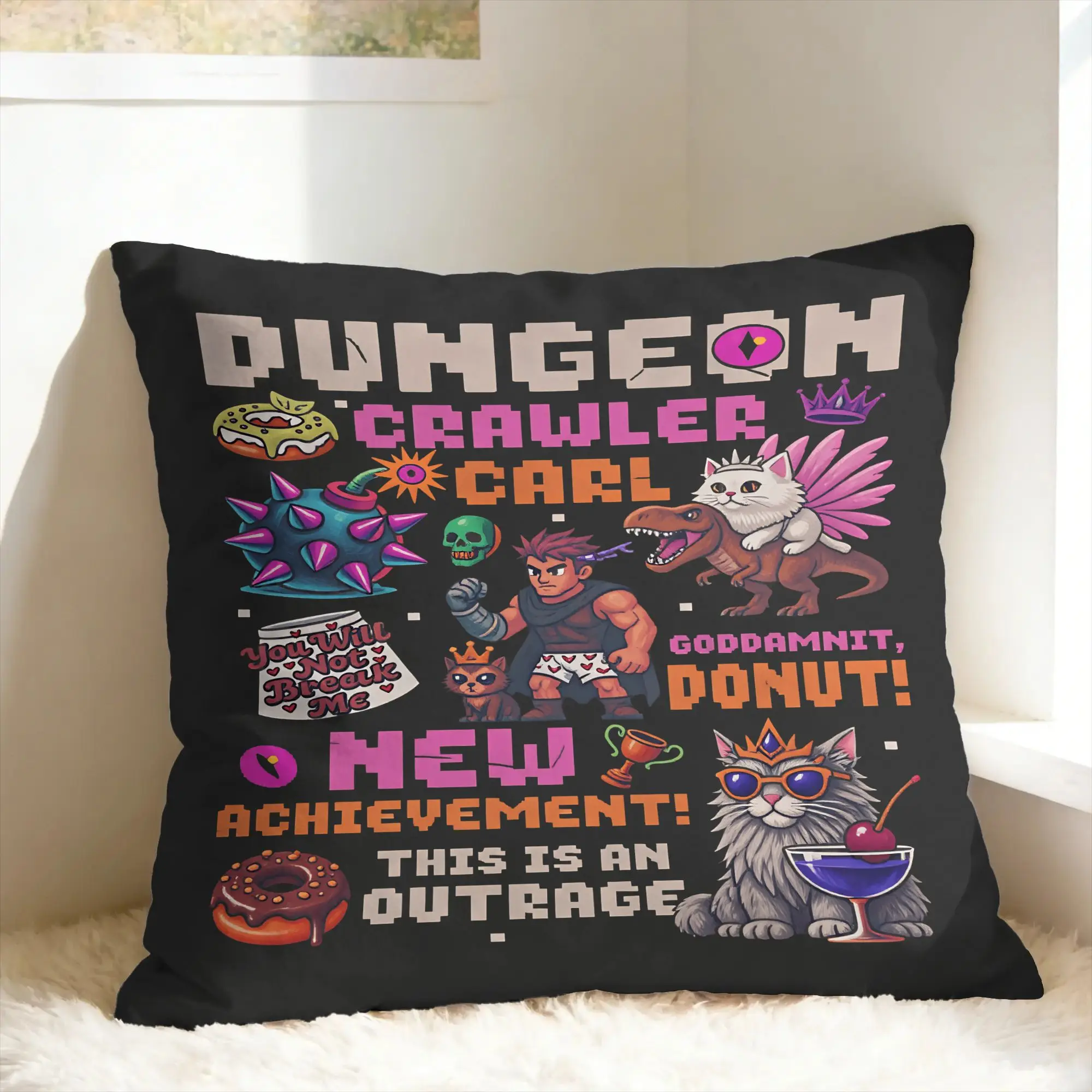 Pillow Case Princess Donut and Mongo Print Outrage Dungeon Crawler Carl Pillow Cover For Living Room Sofa Fashion Pillowcases