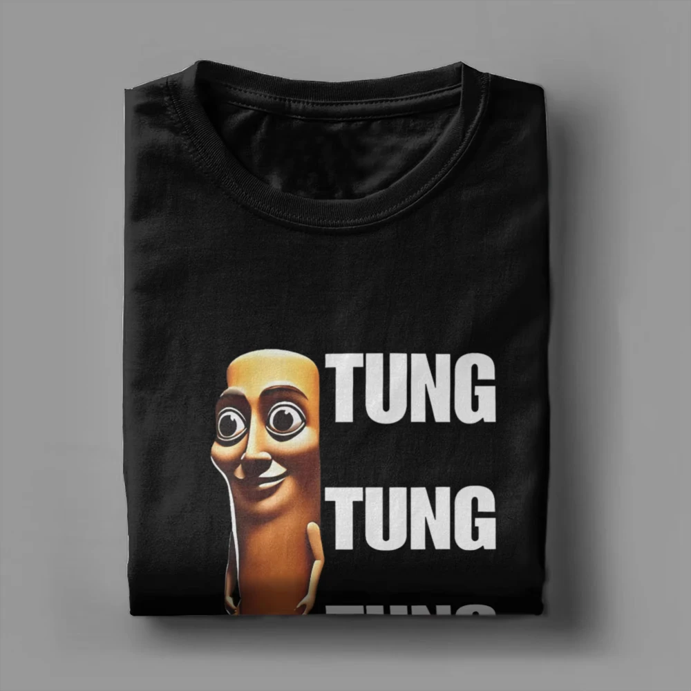 تي شيرت رجالي تونغ تونغ صحور فريد من نوعه من القطن الخالص تي شيرت قصير الأكمام الإيطالية Brainrot تي شيرت الياقة المستديرة الملابس المطبوعة