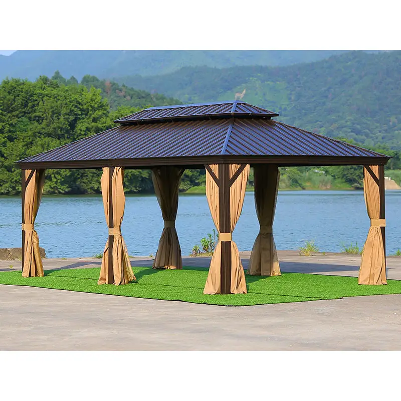 Outdoor Pavilion Courtyard Villa New Chinese aluminum alloy pavilion Outdoor garden awning terrace four corner tent