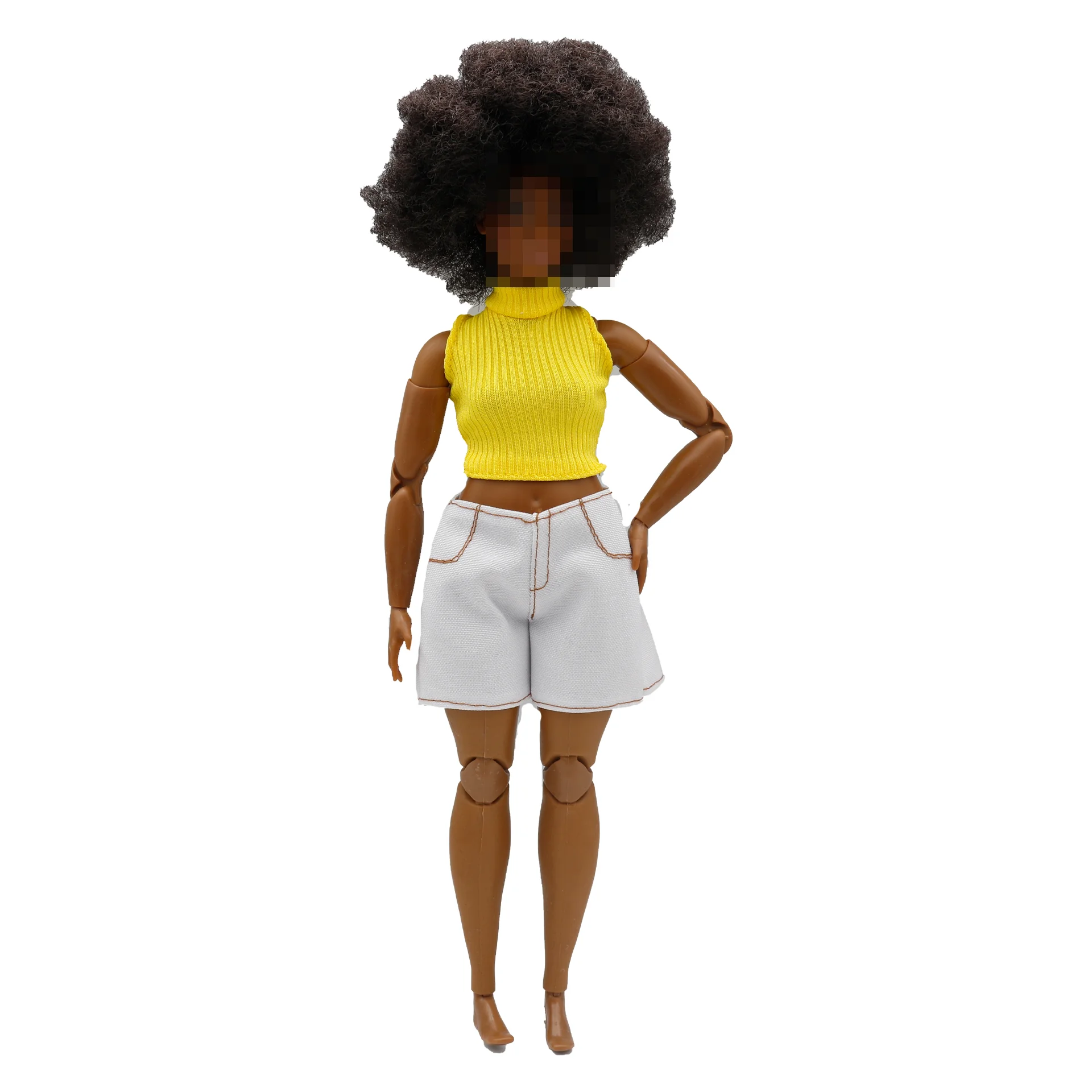 Conjunto de chaleco de cuello alto a rayas para muñeca, pantalones cortos vaqueros de 30cm, ropa de uso diario para Barbies con curvas, accesorios para muñecas, 1/6