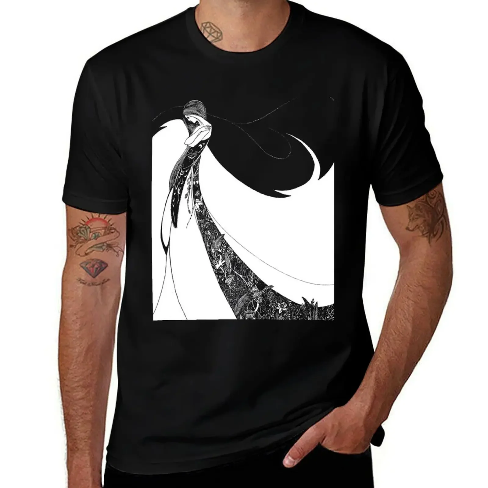 Enhanced Aubrey Beardsley La Ballerina (c.1983) on Black T-Shirt anime figures Funny t-shirt clothes for men