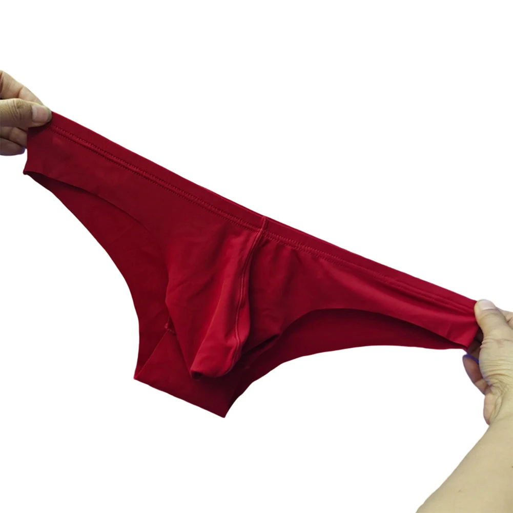 Ice Silk Bulge Brief For Men Gays Erotic Low-Waist U Convex Pouch Underwear Tangas Slim-Fit Body-Hugging Quick-Drying Underpants