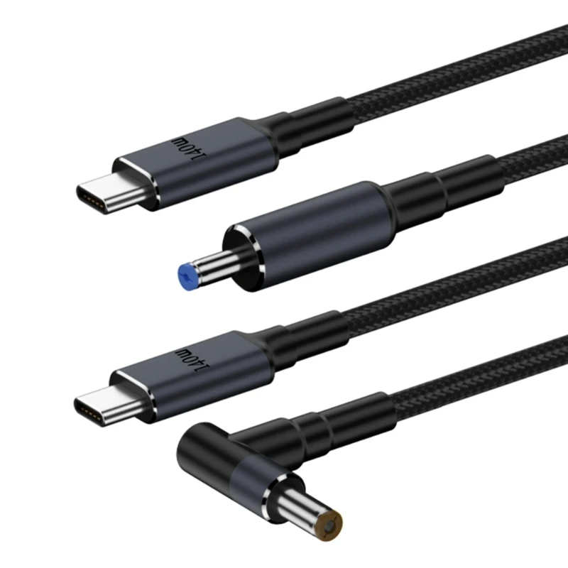 Type C Male Input to DC5.5mm x 2.5mm 5.5mm x 2.1mm Male Power Charging Cable for Laptop Notebook 28V 5A 140W Y9RF