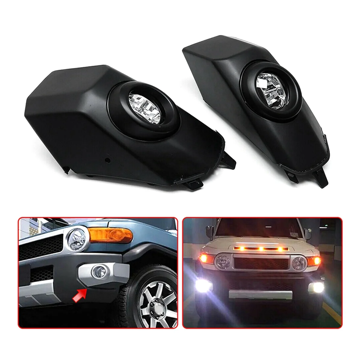 

For Toyota FJ Cruiser 2007-2017 Car Front Bumper LED Fog Light Lamp DRL Daytime Running Light