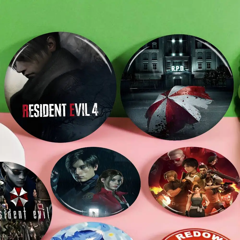 قماش اللوحة لعبة R-RESIDENT EVIL صور دبابيس الإبداعية شارة مستديرة الهدايا دبابيس 32/44/58 مللي متر
