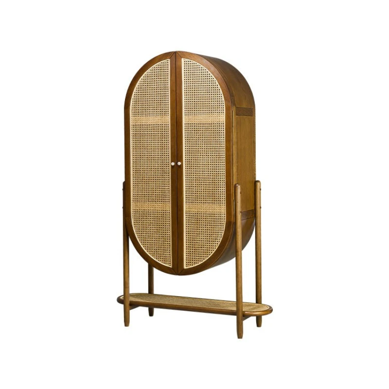 

Rattan dining side Japanese-style Nordic tea, wine cabinet, modern simple solid wood storage locker