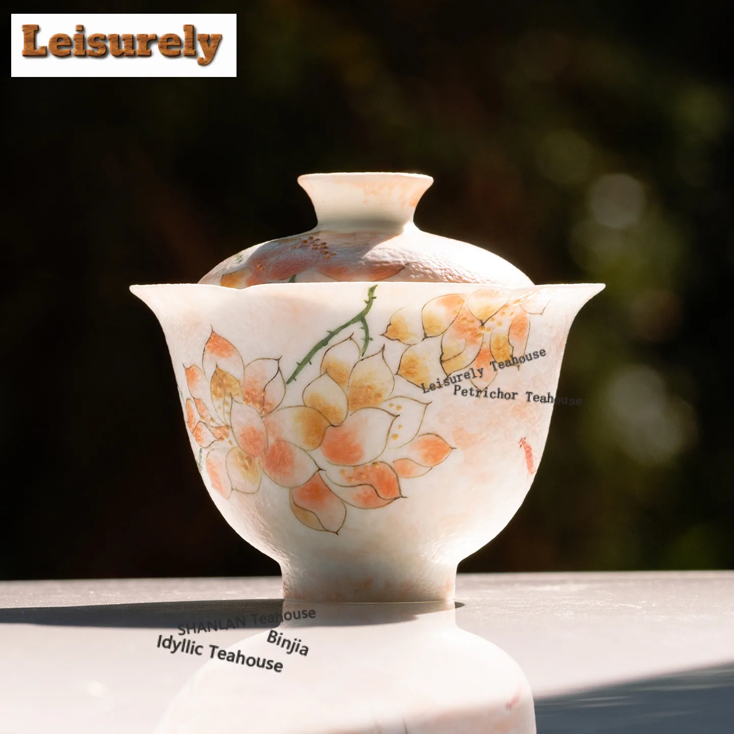 

100ml Hand-painted Pink Magnolia Gaiwan Creative Tea Tureen Tea Bowl With Lid Kit Tea Maker Cover Bowl Drinkware Decoration Gift