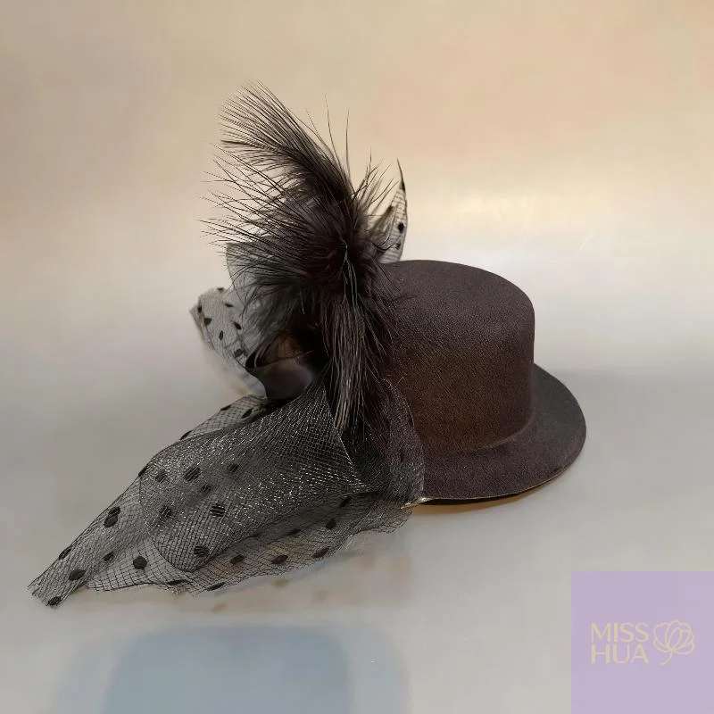 2025 جديد هوا الأسود اللؤلؤ زهرة مشبك شعر قبعة الاصطناعي شبكة علبة حبوب منع الحمل للنساء أنيقة قبعة رسمية مجوهرات اكسسوارات هوا هوا #3