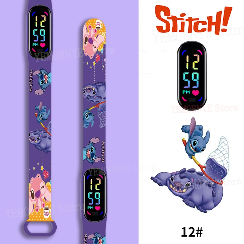 Disney Stitch Digital Kids' Watches Anime Figures LED Touch Luminous kids Sport Wristband Waterproof Digital Watch Birthday Toy