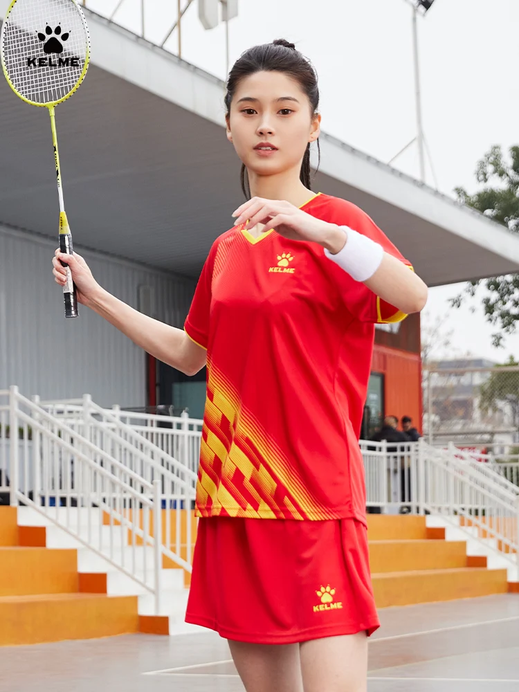Kelme Women's Badminton Suit Professional Custom Short-sleeved Men's Table Tennis Suit Outdoor Running Breathable Sports Suit