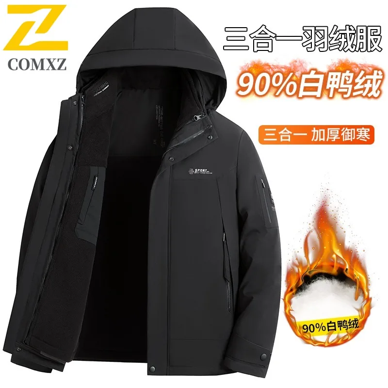 COMXZ Winter Nieuw donsjack Mode Capuchon Camping Lichtgewicht Comfortabele parka Afneembare binnenlaag Verdikt warm kledingstuk