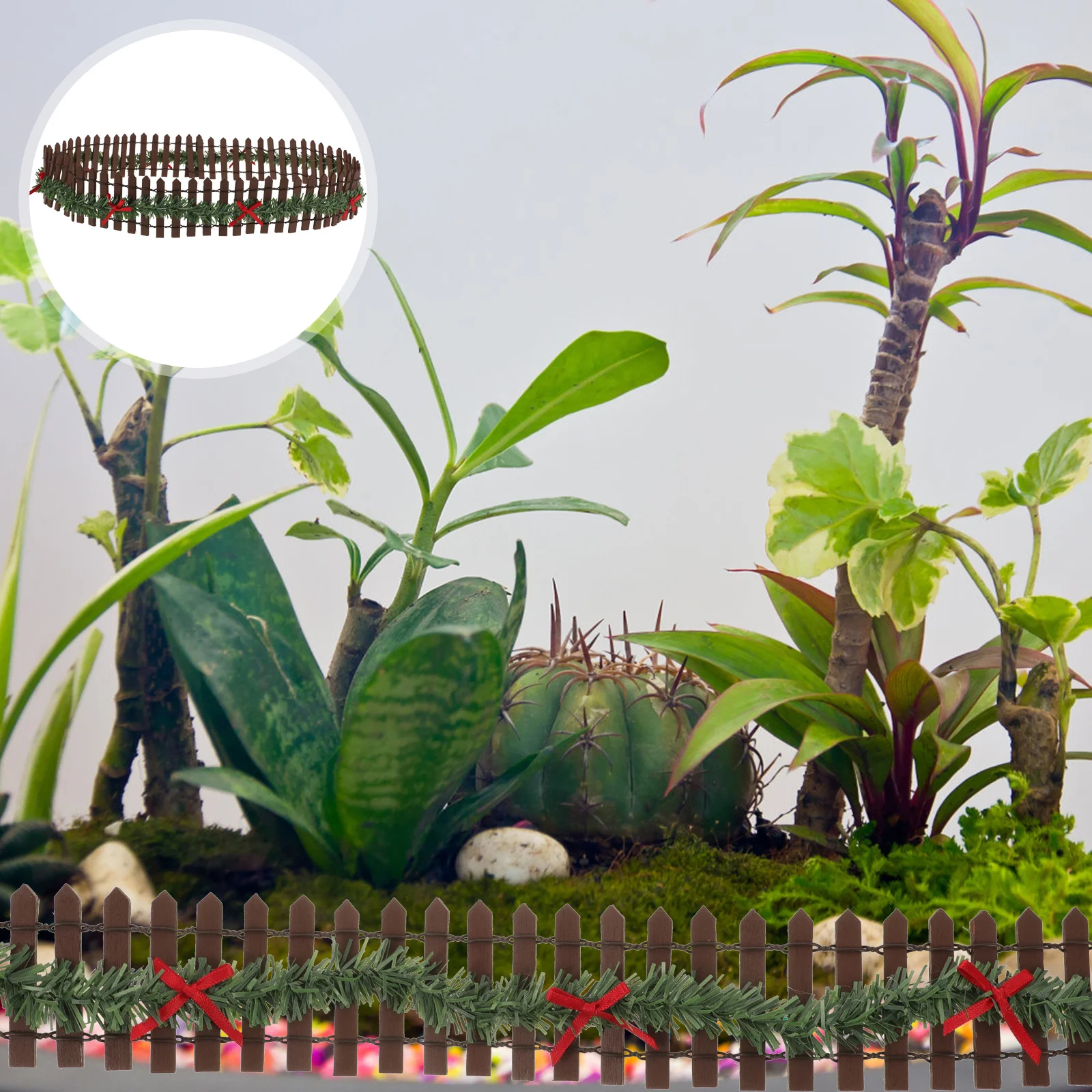 

Wooden Mini Fence Micro Landscape Christmas Garden Decor Small Picket Fence Miniature Craft Supplies Xmas Decoration