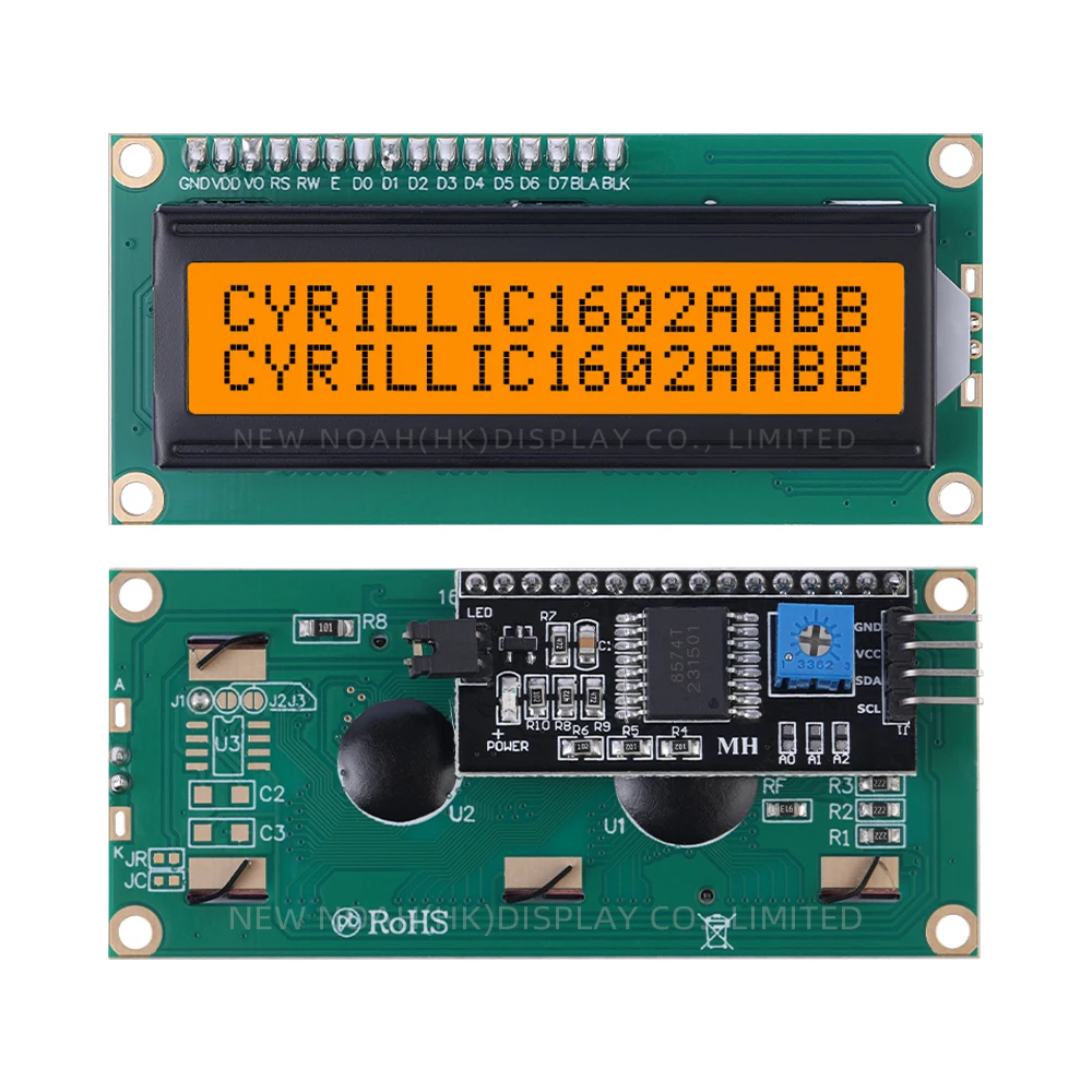 Cyrillic Orange Light Black Letters 1602A IIC Adapter Board Multiple Languages 1602 Controller ST7066U Character Display Screen