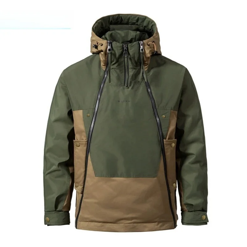 2025 الشتاء Techwear سميكة الرجال مزدوجة البريدي تصميم جاكت مزود بغطاء للرأس للجنسين سترة الشارع الشهير معاطف دافئة