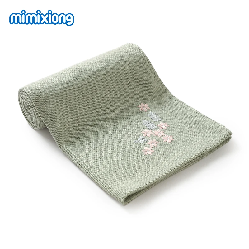 Fashion Floral Embroideried Baby Blankets 90*70cm Super Soft Newborn Infant Stroller Nursery Travel Crib Bed Sheets for Boy Girl