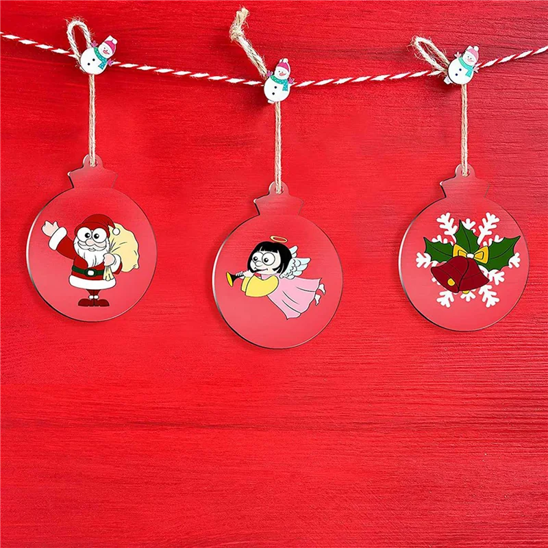 

200 шт. круглый акриловый рождественский орнамент пустой прозрачный акриловый орнамент с отверстием для рукоделия, праздника