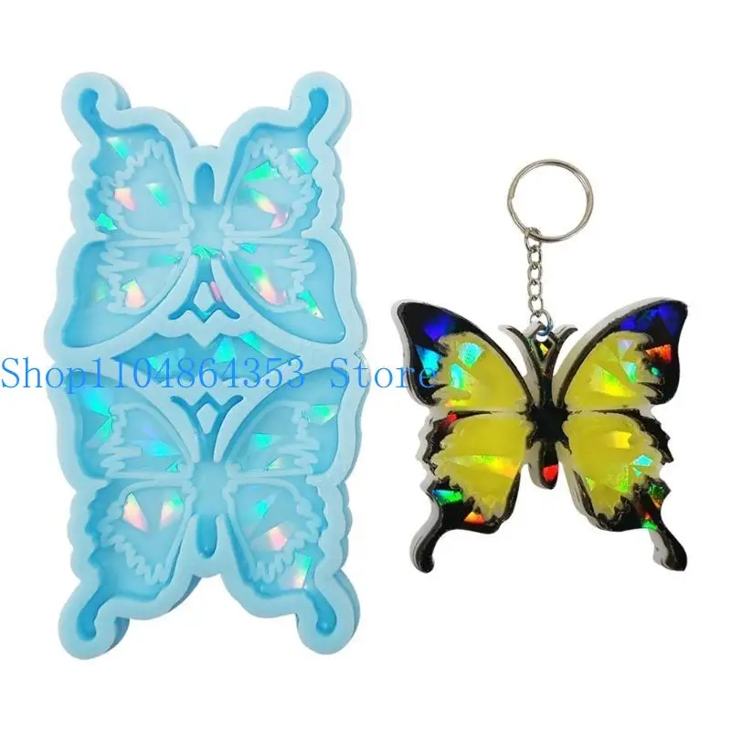

652F Keychain Silicone Mold Resin Mold Butterfly-Pendant Charms Resin Molds with Holes DIY Jewelry Casting Mould