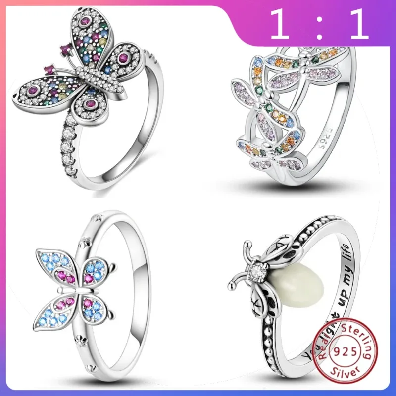 

Regalo Femenino и аксессуары Boda DIY: Anillo Cerrado de Plata de Ley 925 — Mariposa, Libélula and Insecto